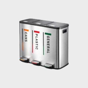 Triple Bucket Garbage Bin - 3 in 1 Stainless Steel Trash Bin